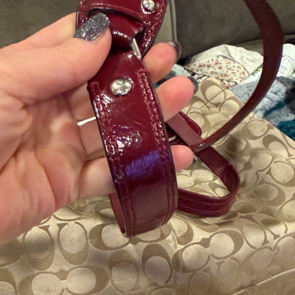 Coach Beige and Burgundy Shoulder Bag - Picture 8 of 10